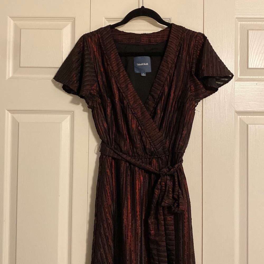 ModCloth long maroon metallic dress